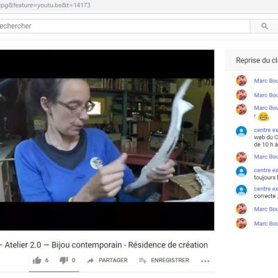 Capture d'écran: diffusion en direct de la résidence de création de Katia Martel au Centre d'exposition de Val-d'Or