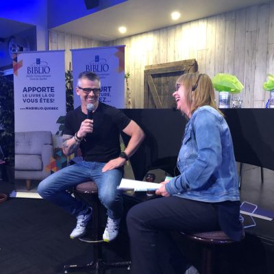 Chantal Baril avec l'auteur et comédien Patrice Godin