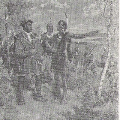 Un des guides de Cartier prend sa chaîne d’argent et lui indique qu’on trouve ce métal en remontant la rivière des Outaouais.  