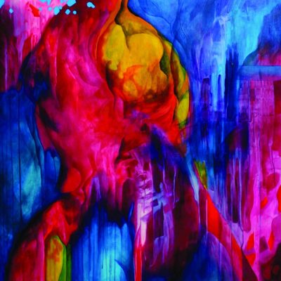 Pour l'oeuvre jointe, son titre est "Temptation", format 42 po x 48 po, acrylique sur panneau, réalisation 2009.